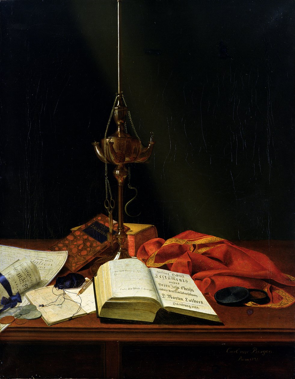 Csendélet Bibliával, 1821 alkotó: Karl von Bergen