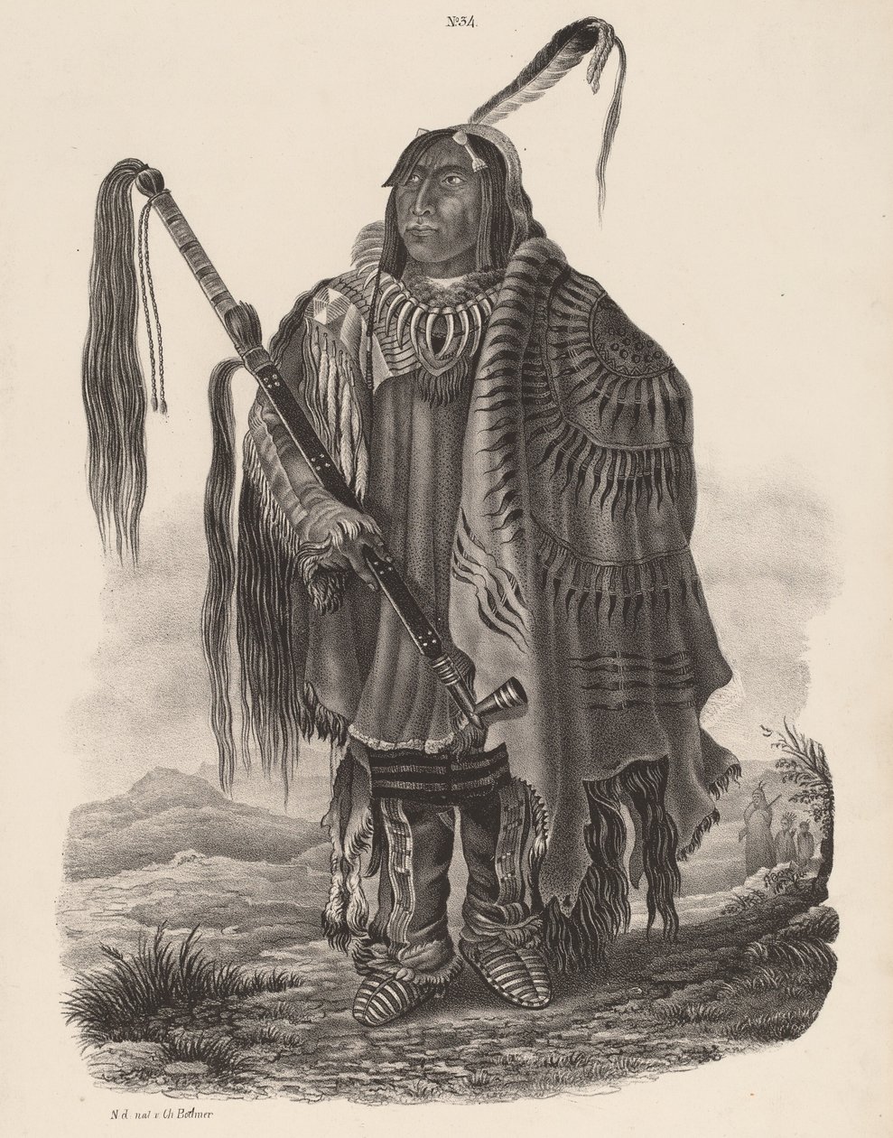 Monitari indián, 1839. alkotó: Karl Bodmer
