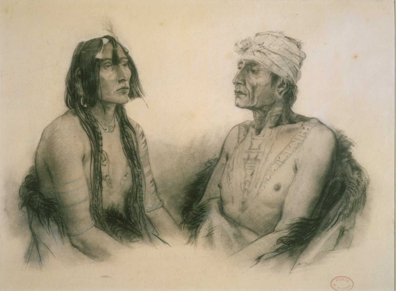 Psihdja-S?hpa és Tuk?n-H?ton, Yankton férfiak alkotó: Karl Bodmer
