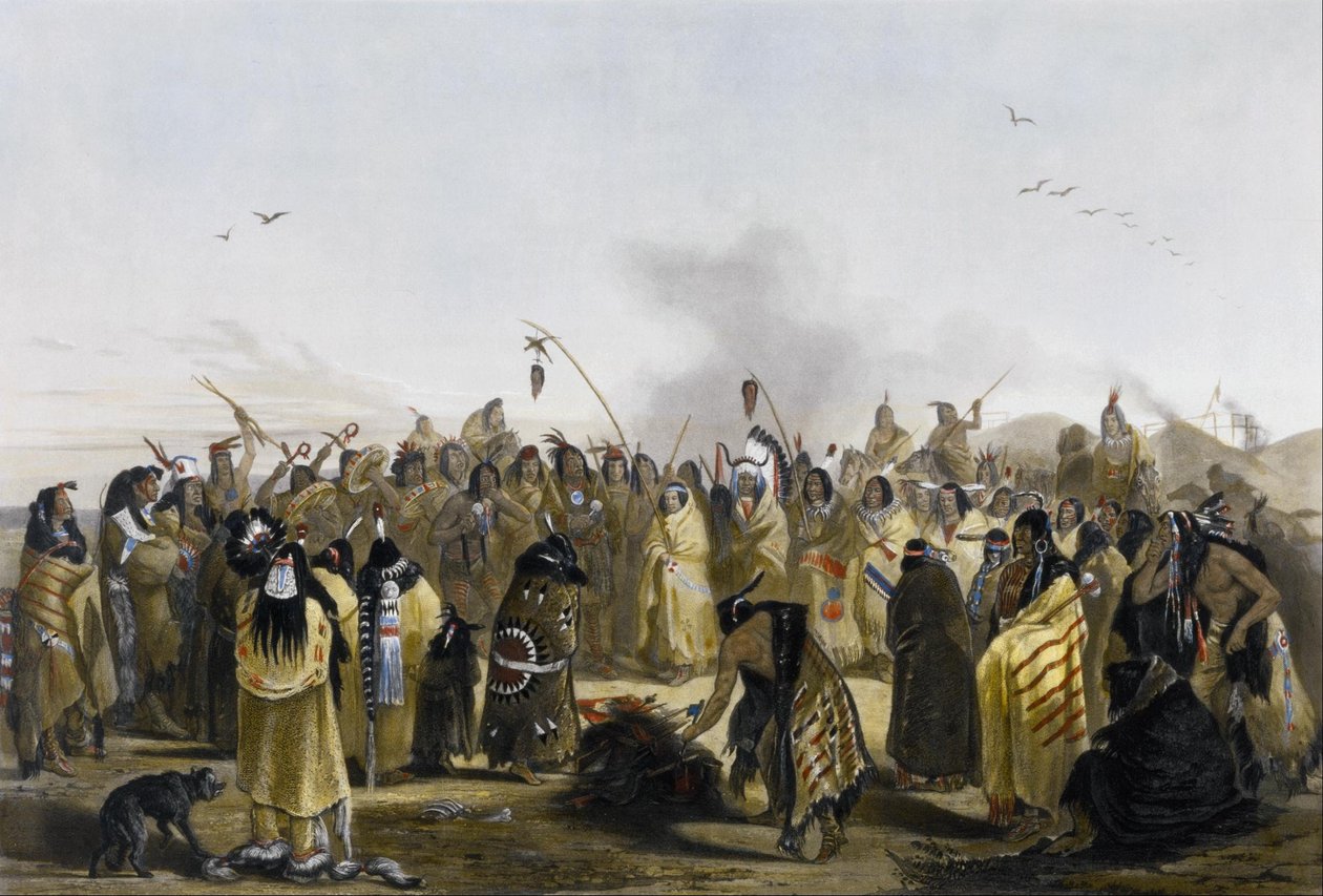 A Minitarres fejbőrtánca alkotó: Karl Bodmer