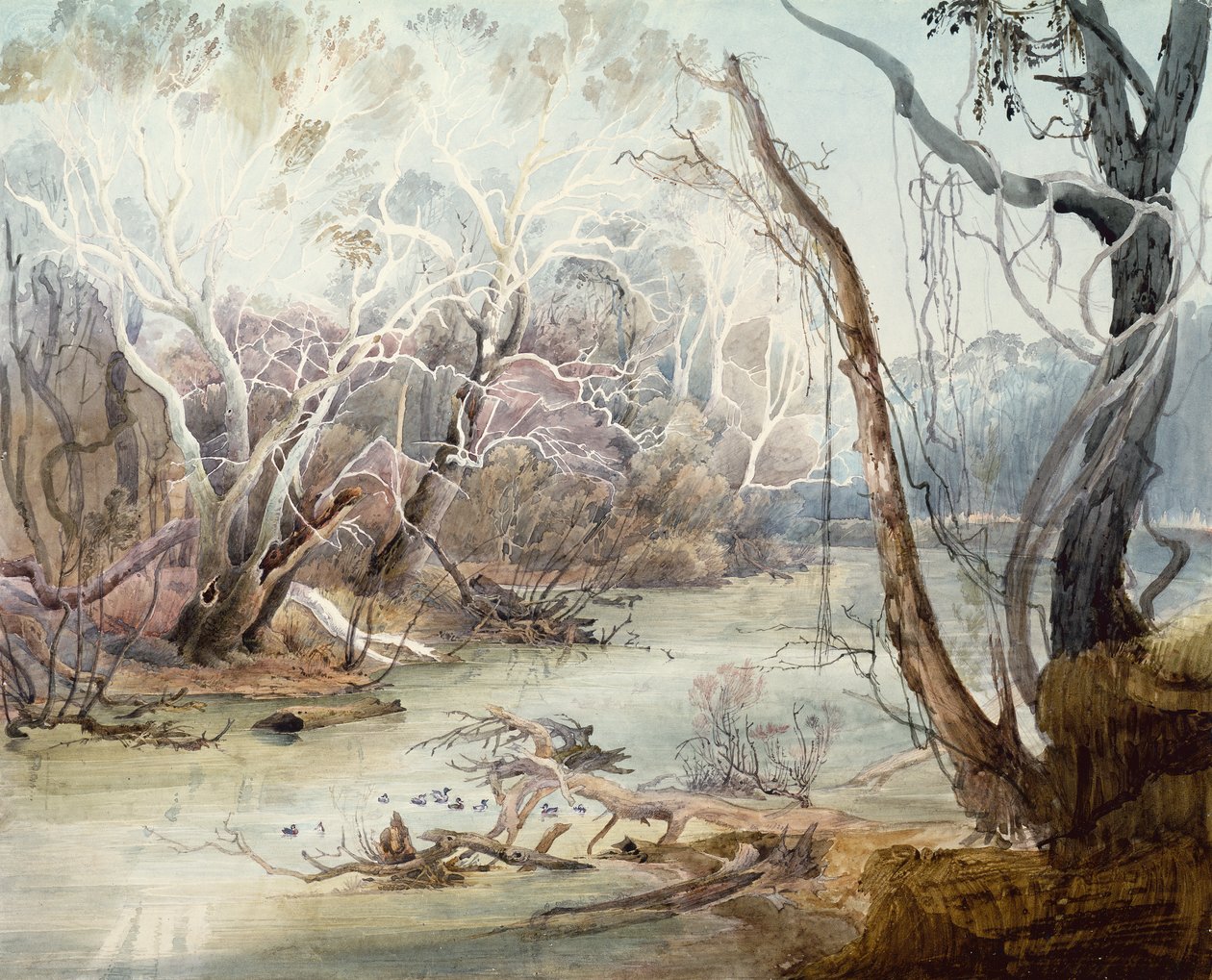 A Fox River New Harmony közelében, Indiana államban alkotó: Karl Bodmer