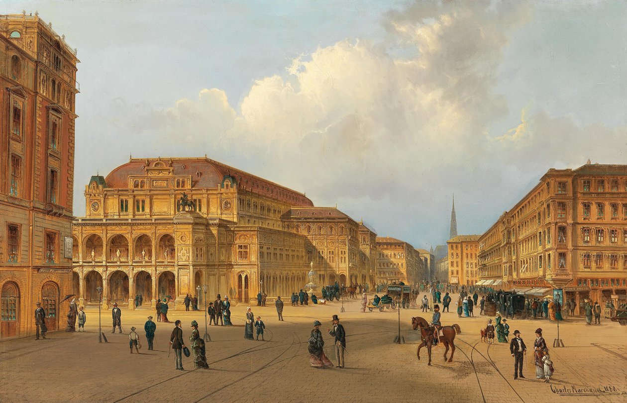 Kilátás a Bécsi Állami Operaházra, 1880. alkotó: Karl Kaufmann