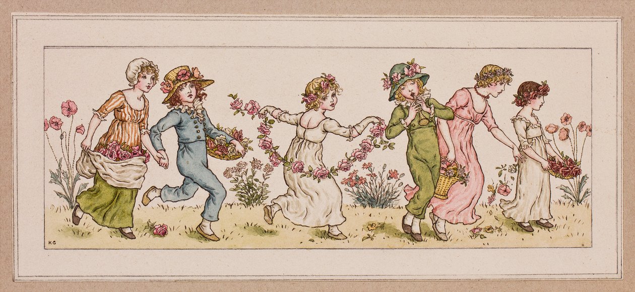 Virágok és zene (tinta és wc papíron) alkotó: Kate Greenaway