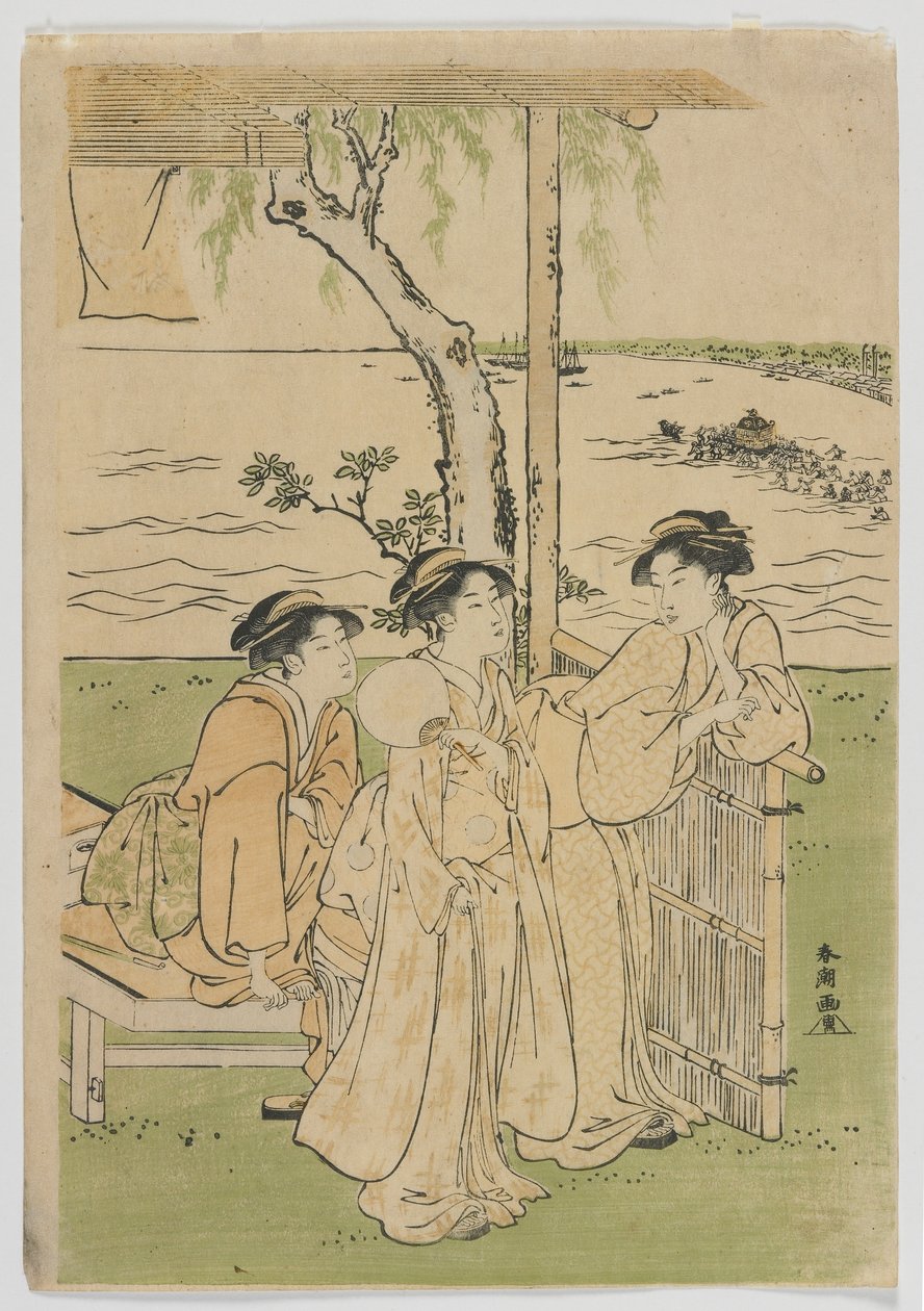 Három szépség nyáron, Nők Takanawában, Edo-korszak, 1780-as évek közepe (színes fatömbnyomat) alkotó: Katsukawa Shuncho