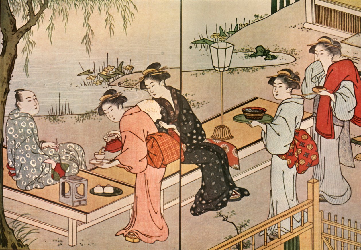 Teát felszolgáló nő, 1790, 1924. alkotó: Katsukawa Shuncho