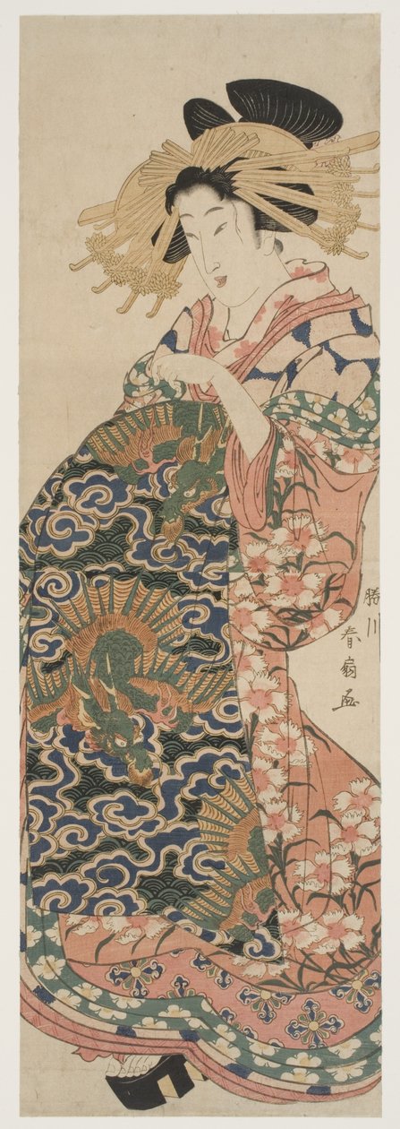 The Dragon Obi (fatömb nyomat) alkotó: Katsukawa Shunzan