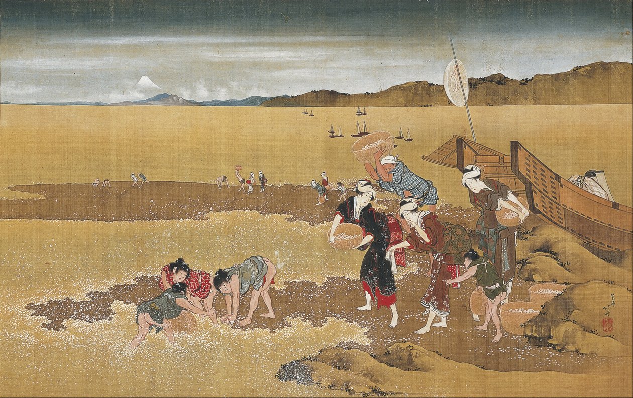 Kagylógyűjtés alkotó: Katsushika Hokusai