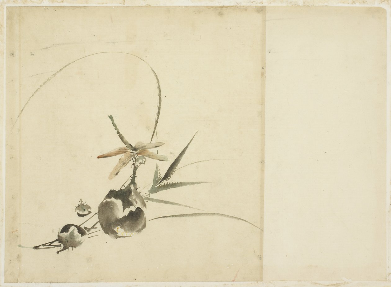 Gyümölcs spray szitakötővel alkotó: Katsushika (school of) Hokusai