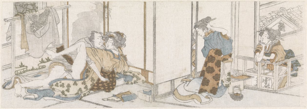 Szerelmes pár kémkedett alkotó: Katsushika Hokusai (possibly)