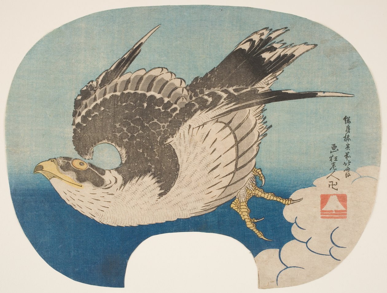 A Hawk in Flight, 1840 körül (fatömbnyomat) alkotó: Katsushika Hokusai