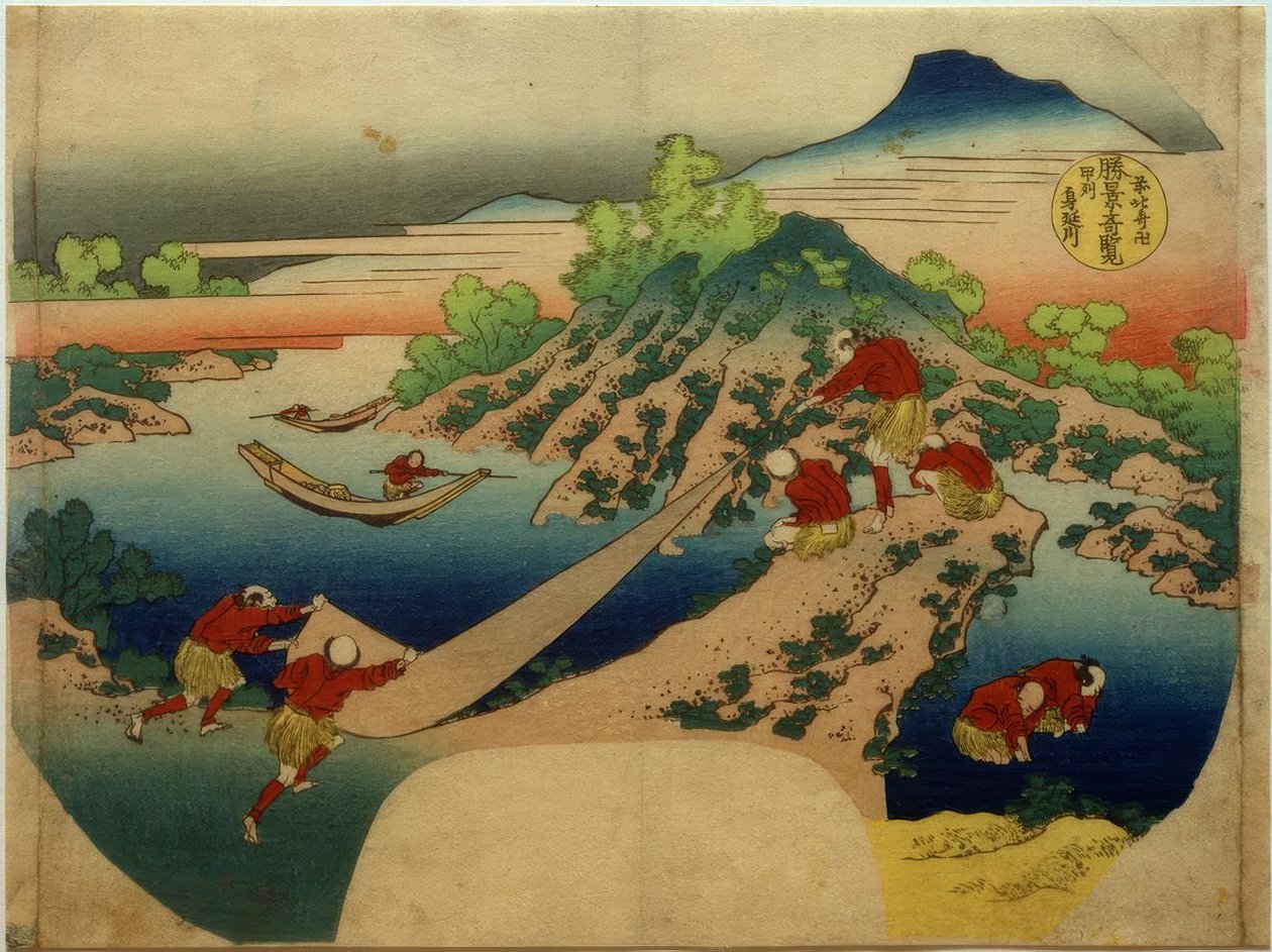 A Minobu folyó Kai tartományban alkotó: Katsushika Hokusai