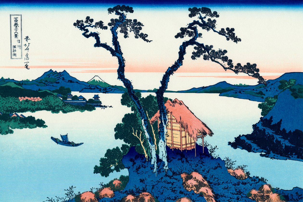 Suwa-tó Shinano tartományban”, 1830-1833. alkotó: Katsushika Hokusai