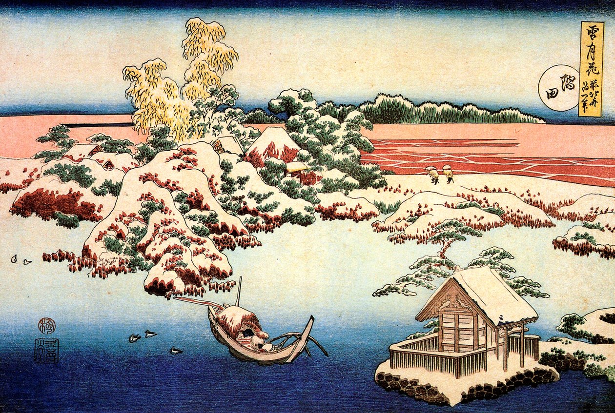 Hókép a Sumida folyó mellett, c1832. alkotó: Katsushika Hokusai