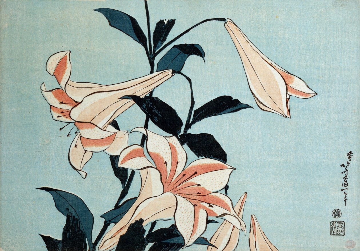 Trombita liliomok alkotó: Katsushika Hokusai
