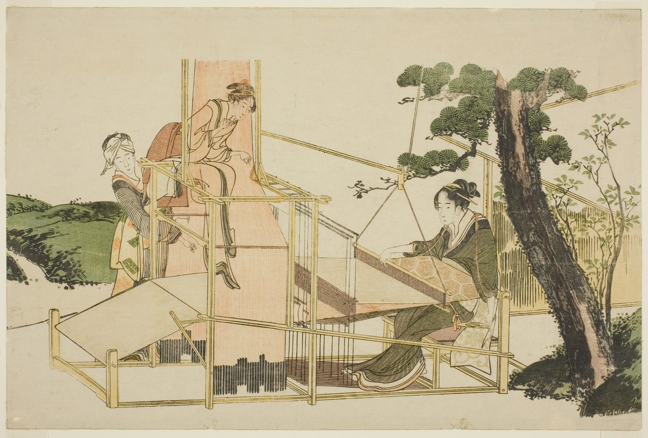 Nők szövőszéken alkotó: Katsushika Hokusai