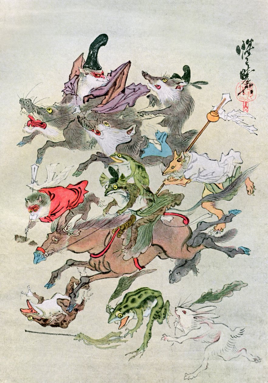 Vadászállatok, 1898. alkotó: Kawanabe Kyosai