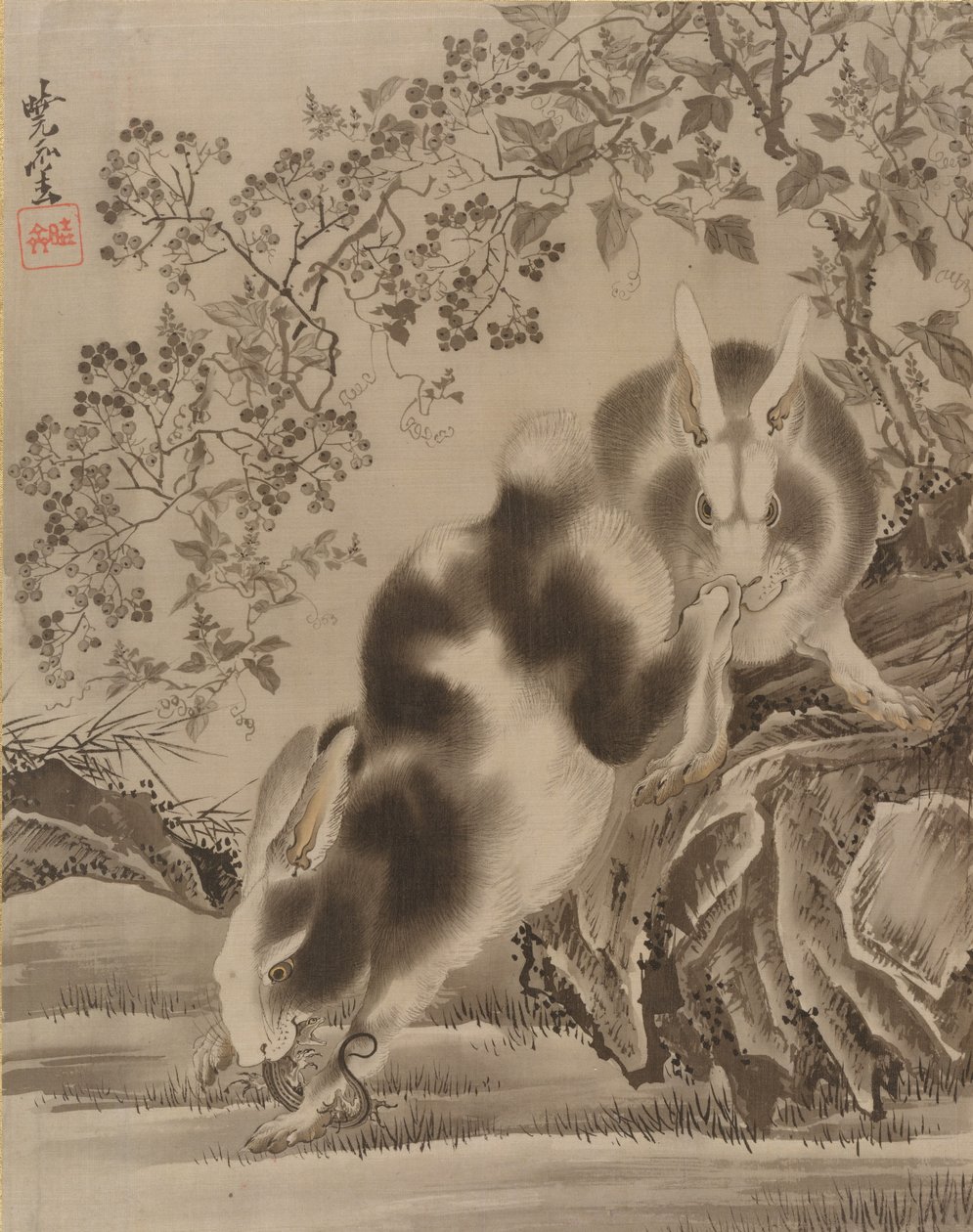 Nyulak, kb. 1887. alkotó: Kawanabe Kyosai
