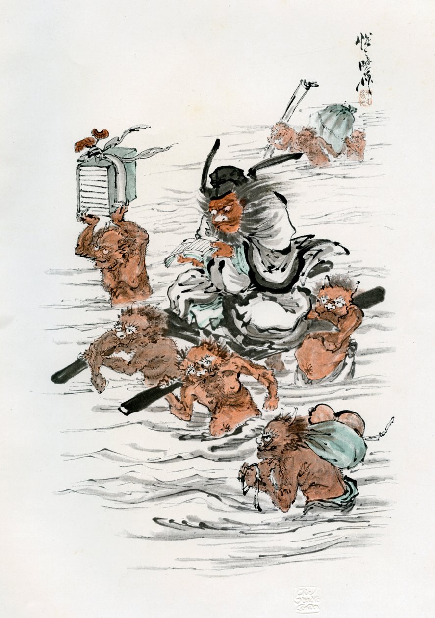 Shoki és kísérődémonok, 1898. alkotó: Kawanabe Kyosai