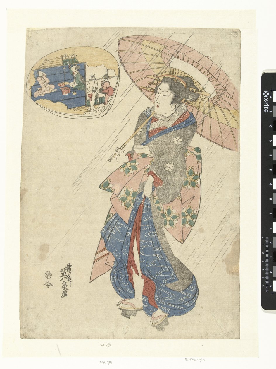 Courtesan in de regen alkotó: Keisai Eisen