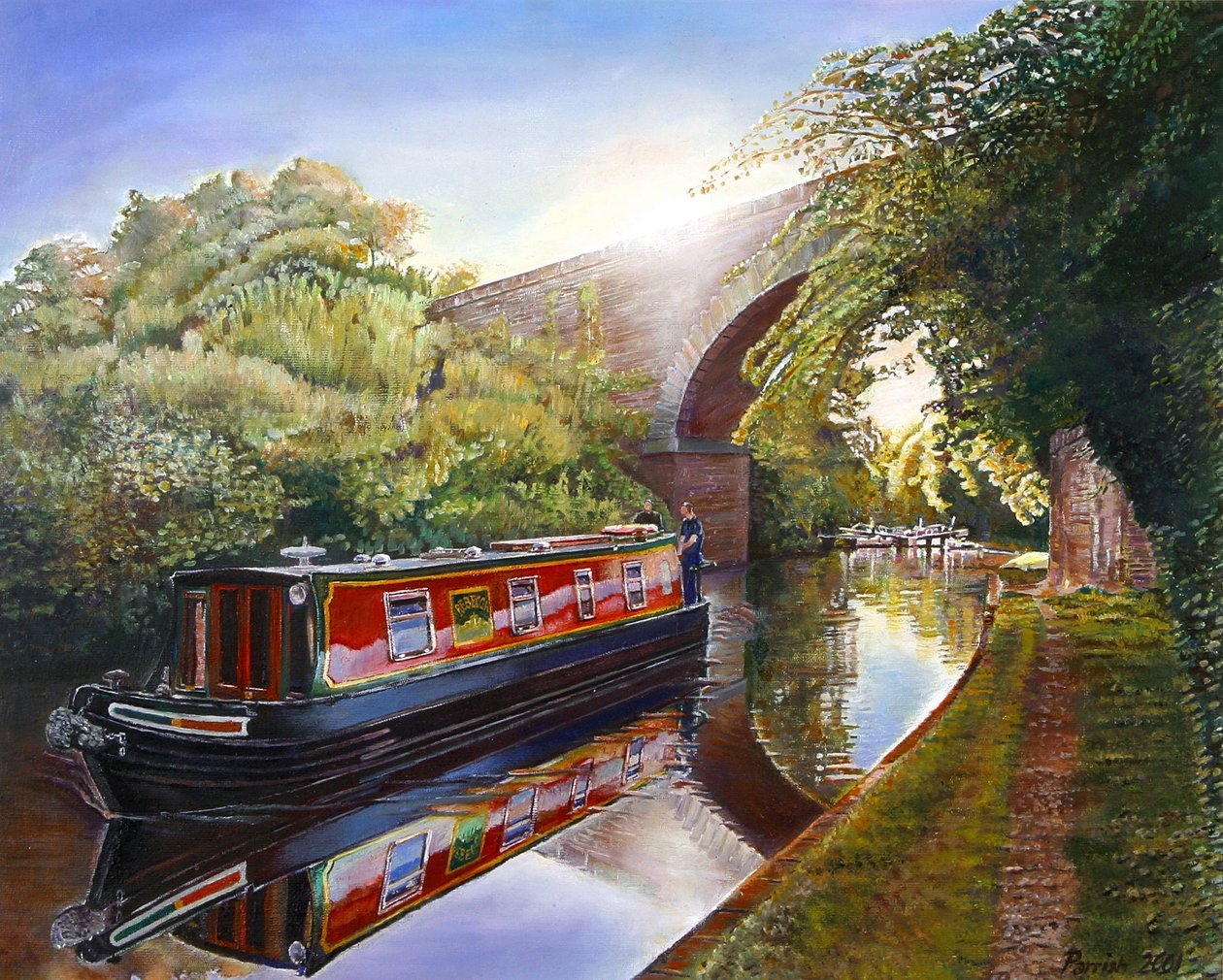 Kate Boat a Grand Union csatornán, 2001 alkotó: Kevin Guild of Railway Artist Parrish
