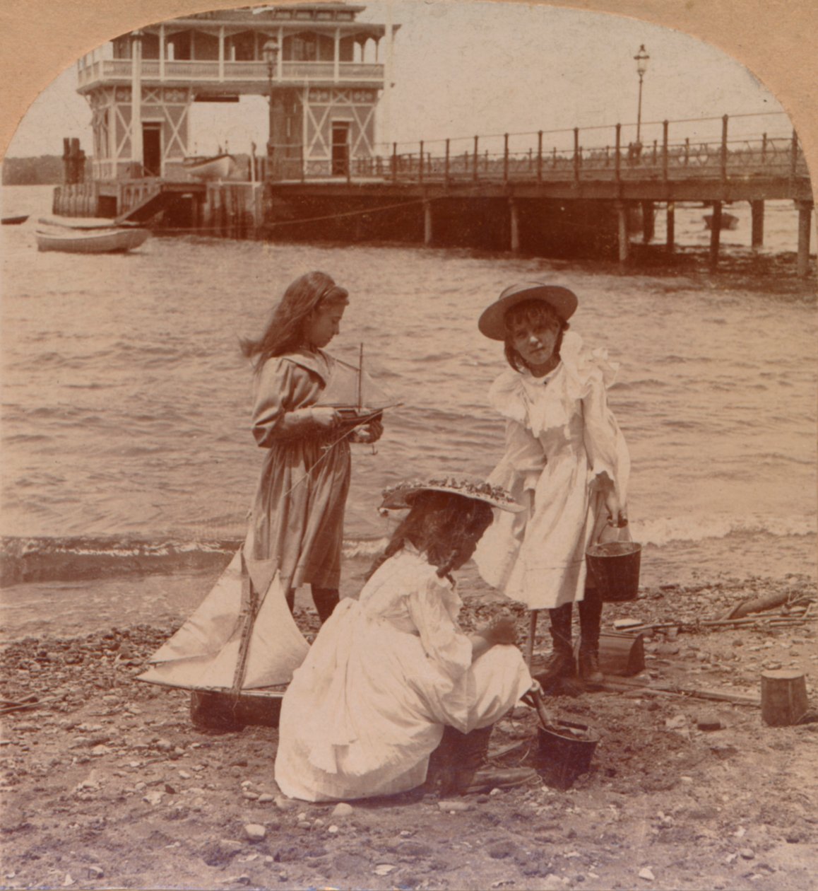 Playing on the Beach c1900 alkotó: Keystone View Company