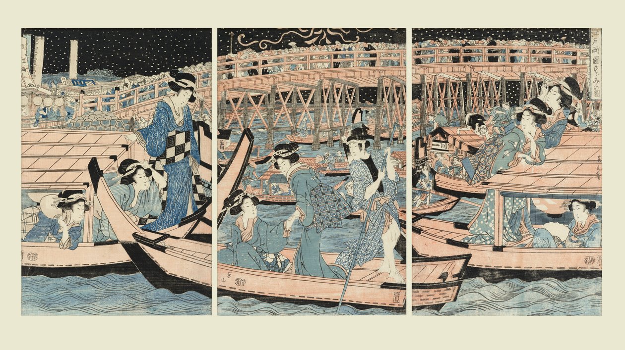 Lehűlés a Ryogoku hídnál alkotó: Kikugawa Eizan