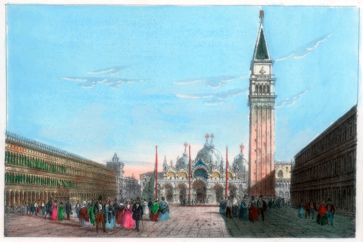 Szent Márk tér, Velence, Olaszország, 19. század. alkotó: Kirchmayr