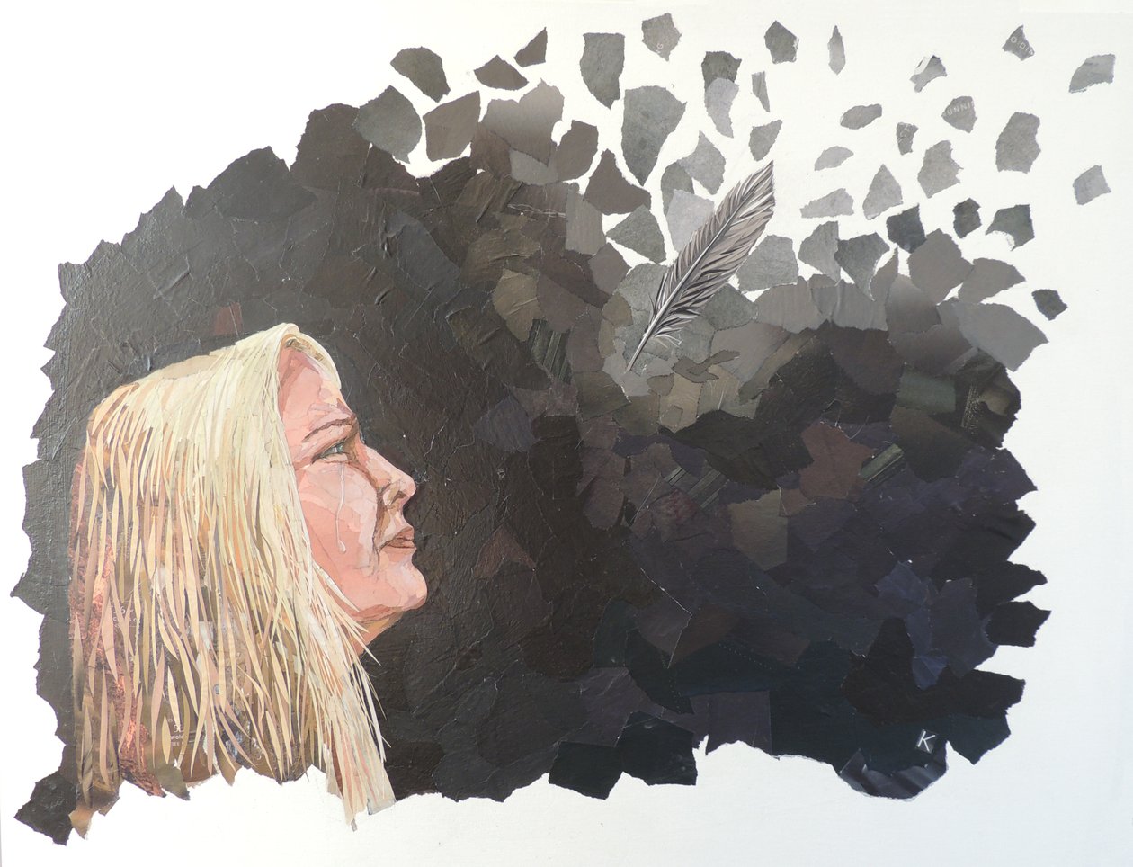 Gyász, 2018 (magazinkollázs) alkotó: Kirstie Adamson