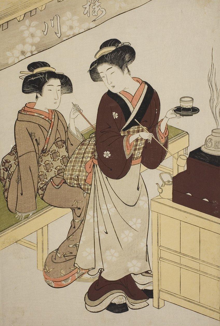 A Sakuragawa Teaház, 1777 körül alkotó: Kitao Shigemasa