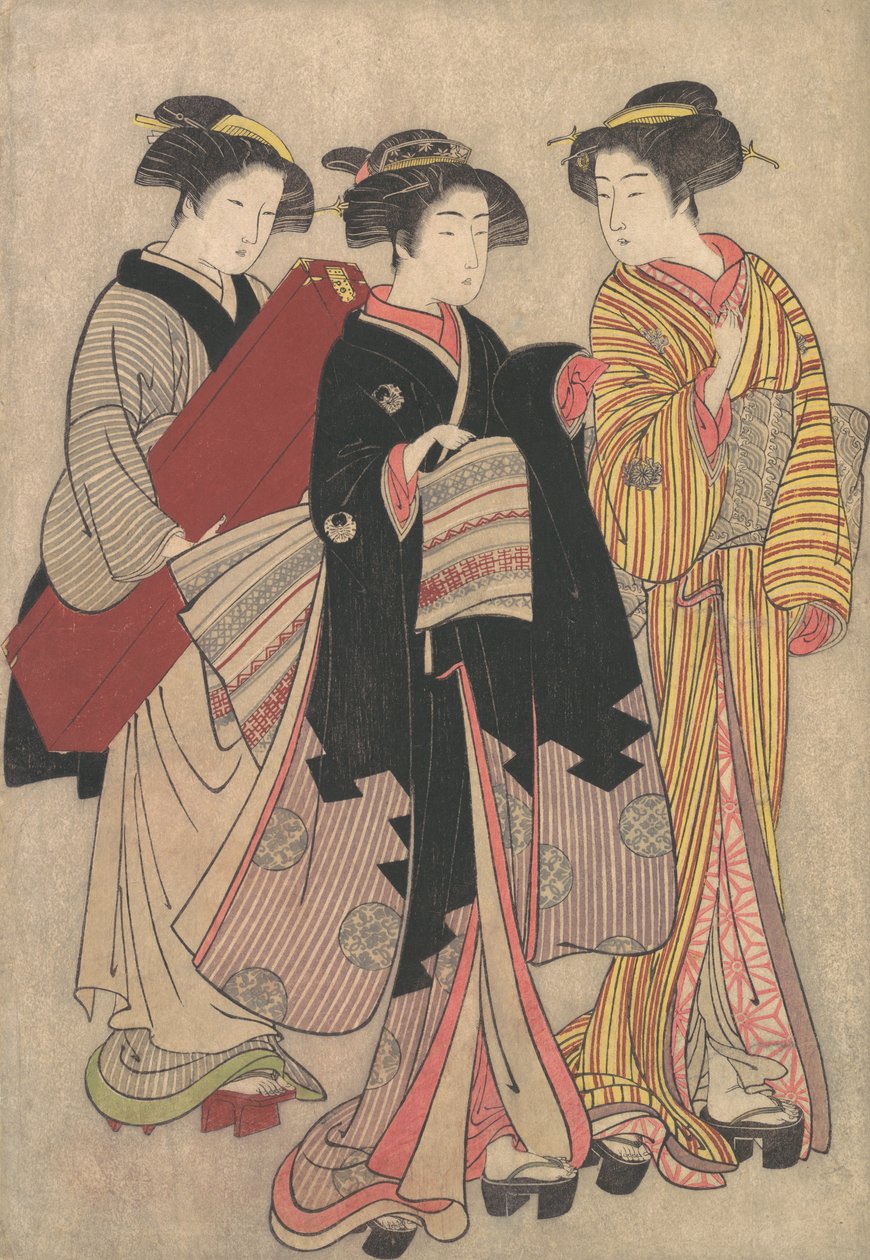 Két gésa kint sétál, 1739-1820. alkotó: Kitao Shigemasa