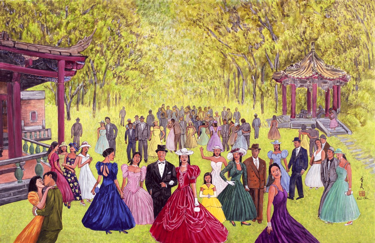 Elegáns kertbál, 1996 (gouache rizspapíron) alkotó: Komi Chen