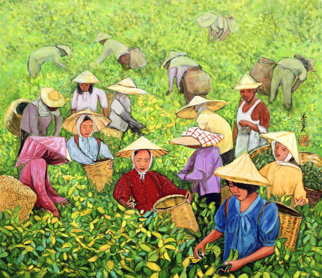 Tea Picking Girl, 1994 (guache, selyem) alkotó: Komi Chen