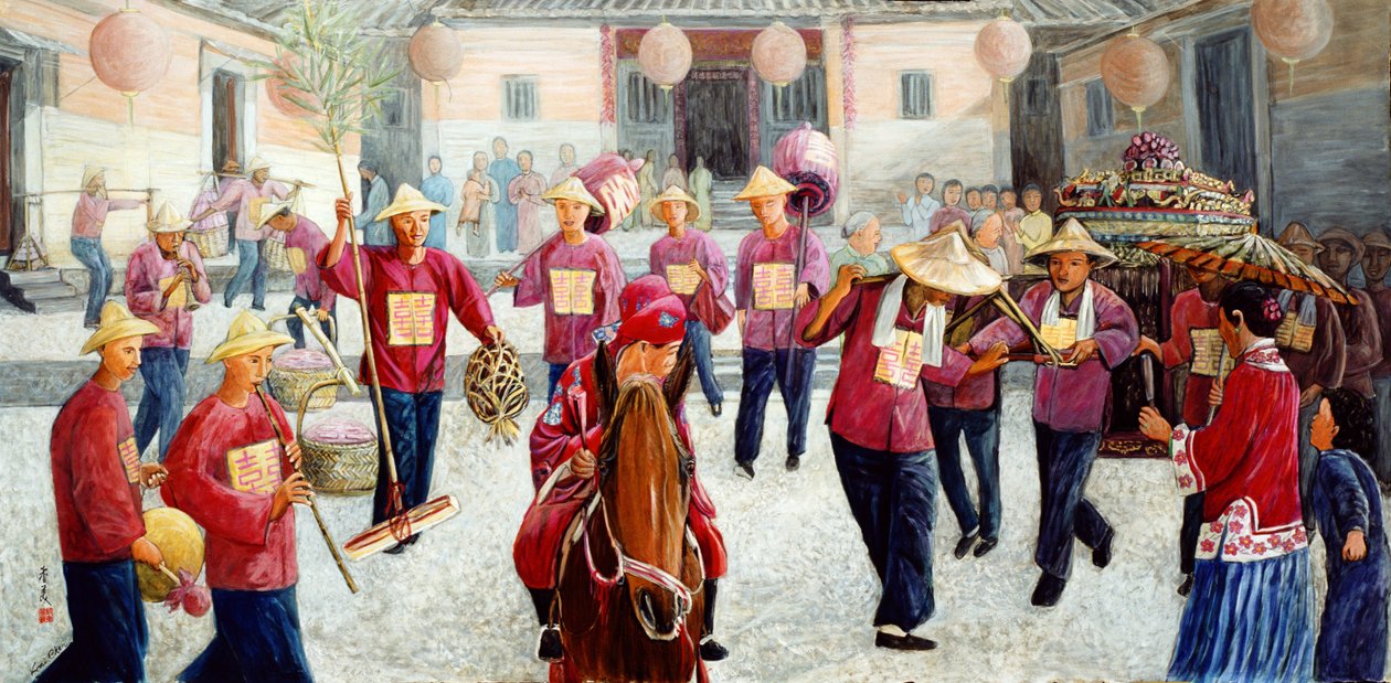 Hagyományos esküvő, 1997 (guache, selyem) alkotó: Komi Chen