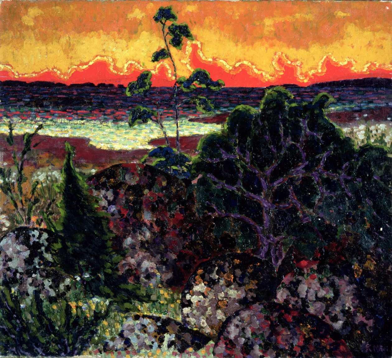 Táj vörös felhővel, 1913-14 alkotó: Konrad Magi