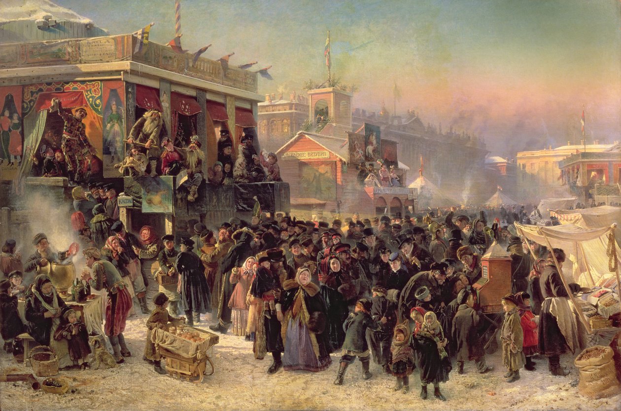 Vásári standok az Admiralitás téren, Szentpétervár, 1869 alkotó: Konstantin Egorovich Makovsky