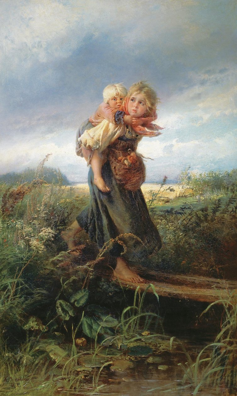 , Angolul: Zivatar elől futó gyerekek alkotó: Konstantin Egorovich Makovsky