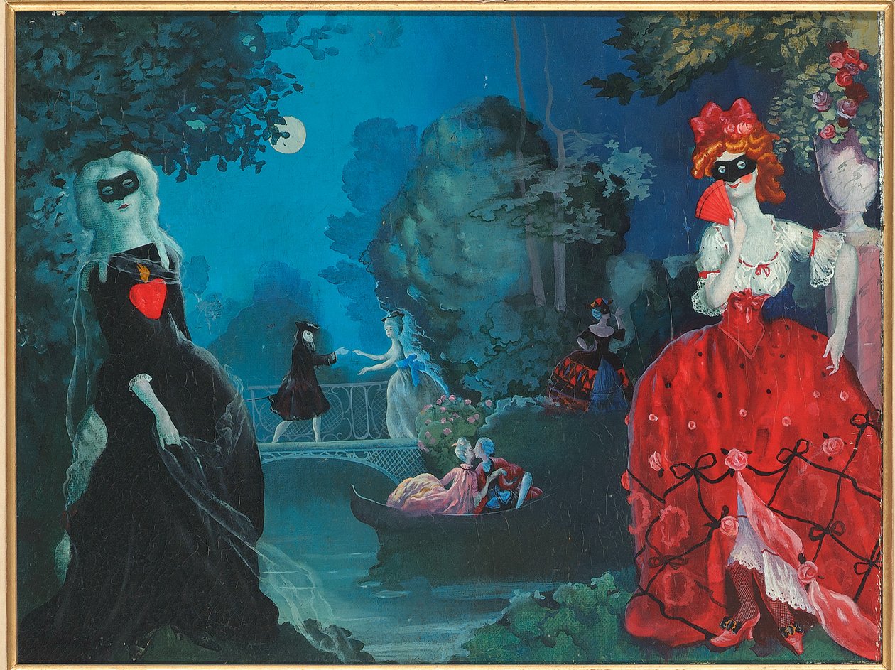 Moonlight Masquerade (olaj, vászon) alkotó: Konstantin Andreevic Somov