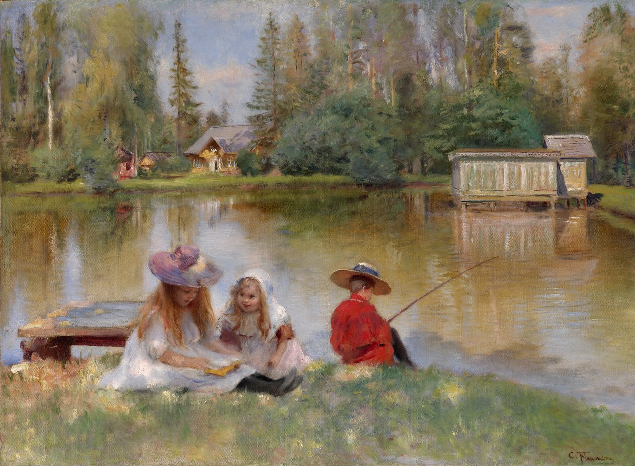 Gyerekek a tó mellett alkotó: Konstantin Egorovich Makovsky