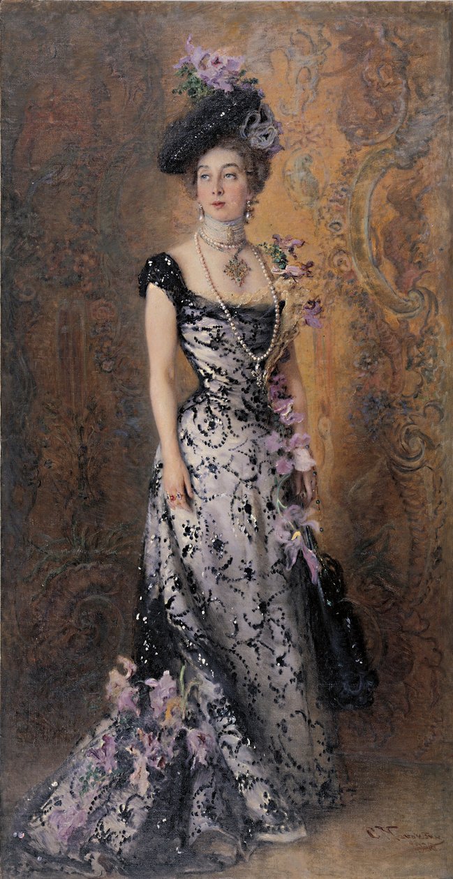 Elegáns orchideákkal, 1900 alkotó: Konstantin Egorovich Makovsky