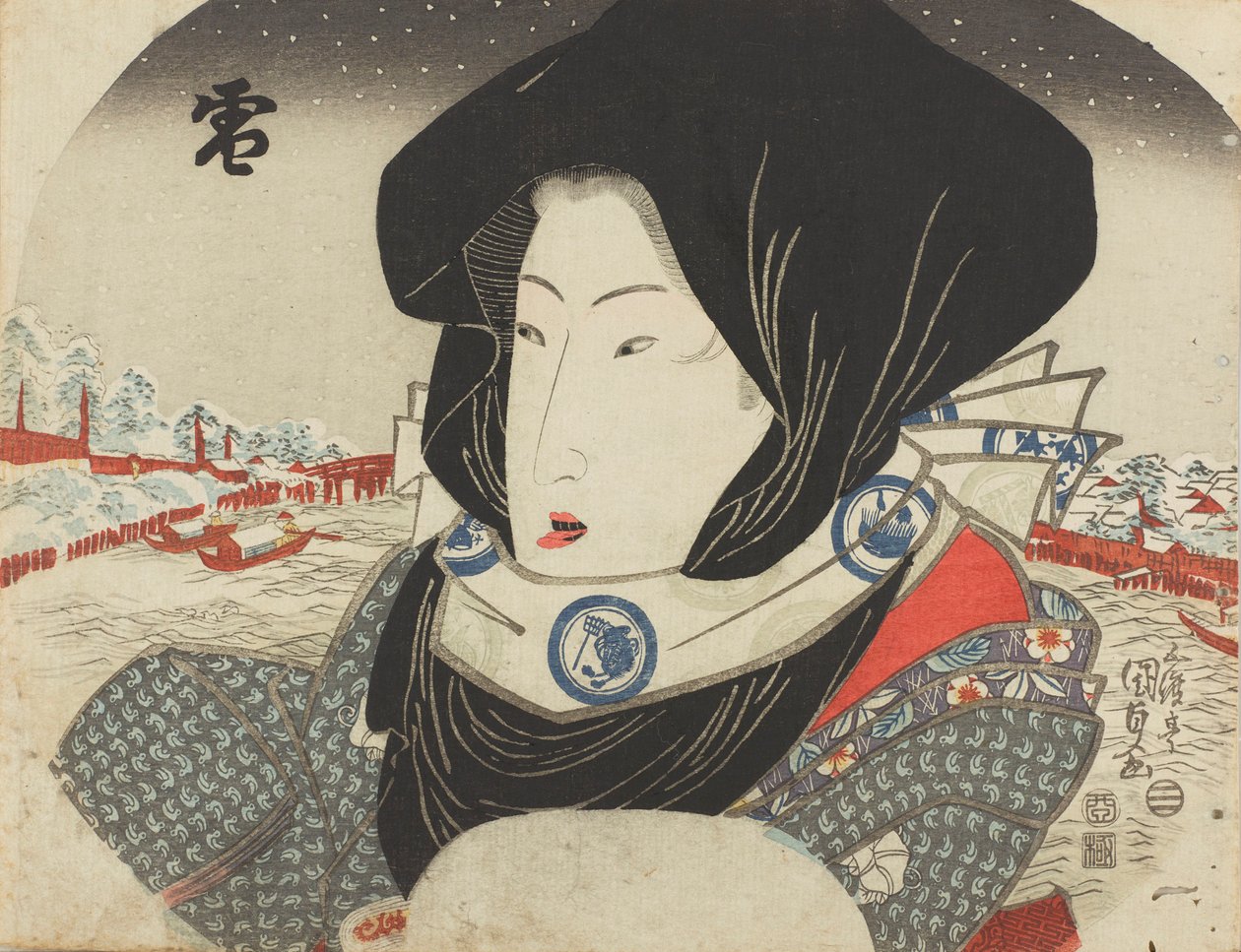 Hó, a hó, hold és virágok sorozatból. alkotó: Kunisada