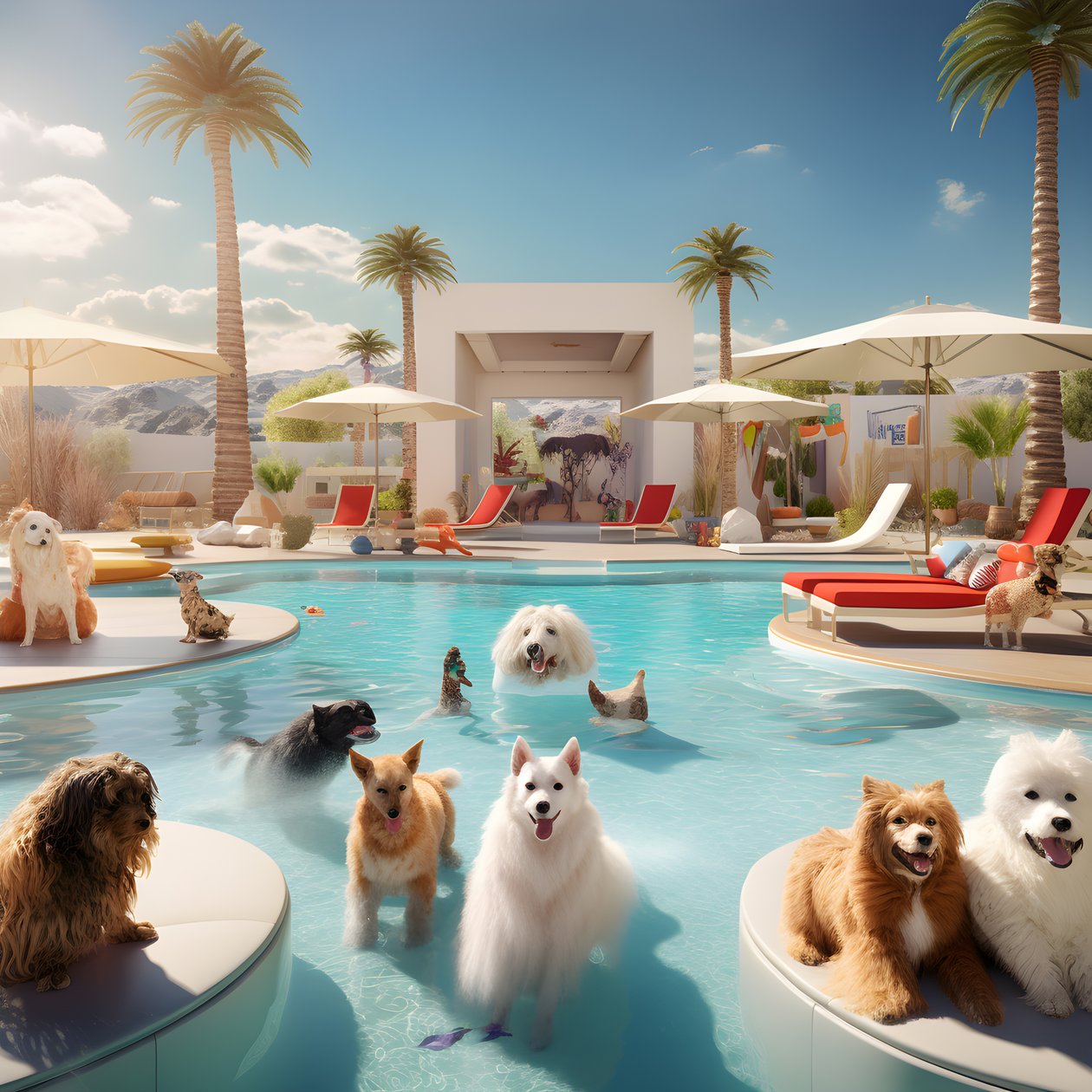 Hunde-Poolparty Palm Springsben 1 alkotó: Kurt Heppke