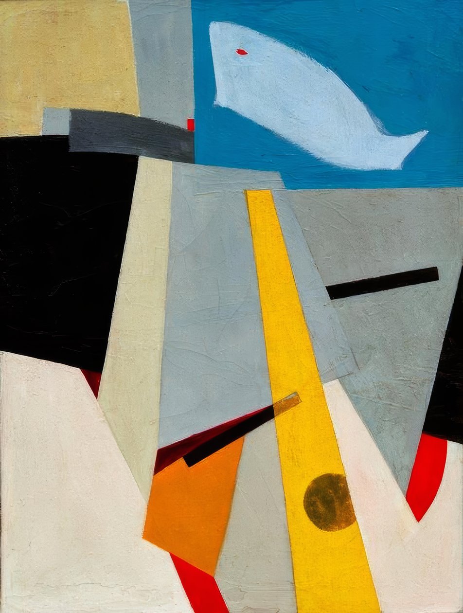 Cím nélkül (a képen bálnával) alkotó: Kurt Schwitters