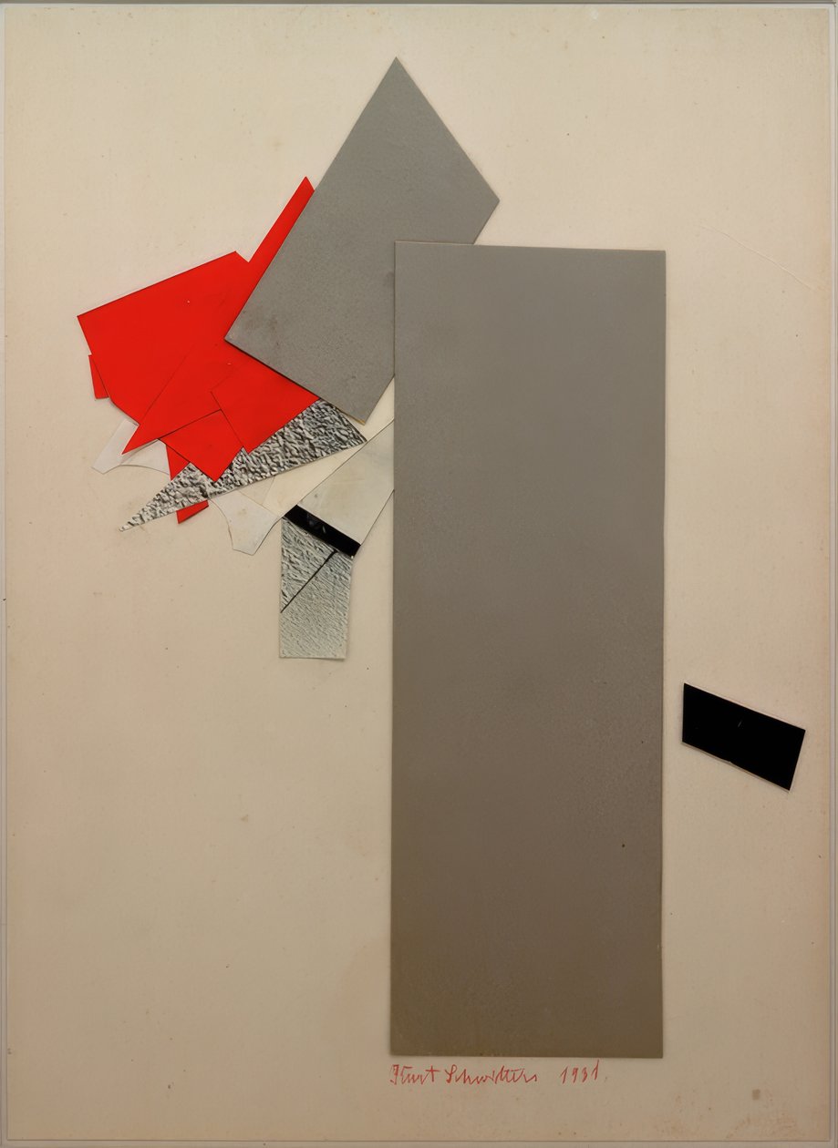 Cím nélkül (piros, szürke, fekete) alkotó: Kurt Schwitters