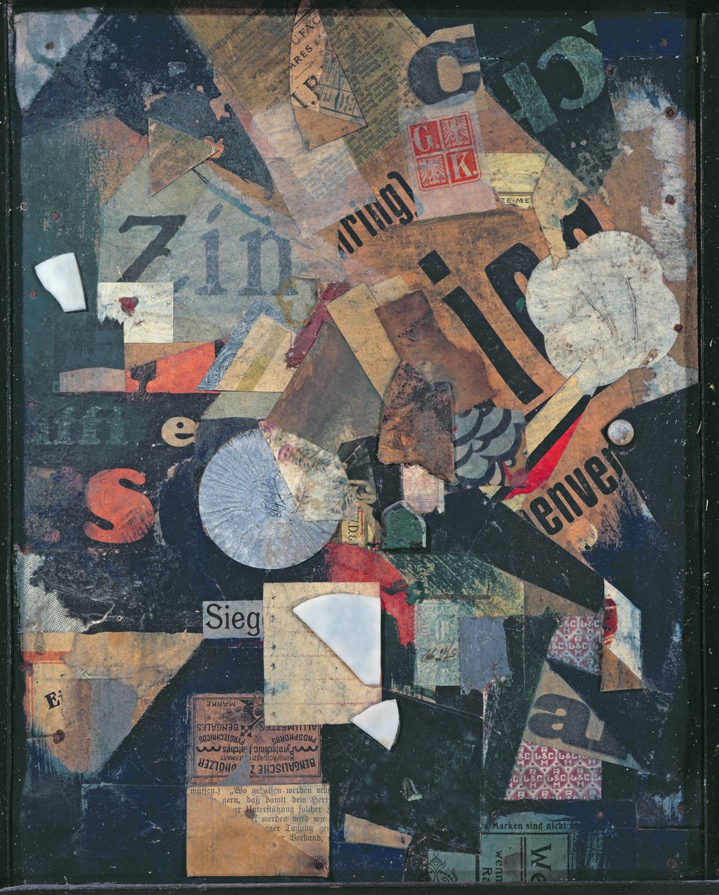 Győzelem (olaj és kollázs újságon) alkotó: Kurt Schwitters