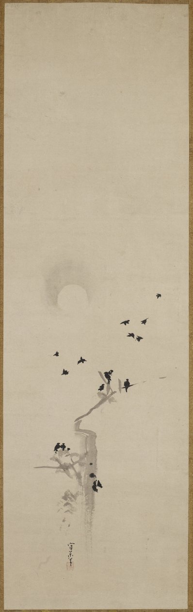 A Flock of Crows, 1690-1700 körül (tinta papíron) alkotó: Kusumi Morikage Kusumi Morikage