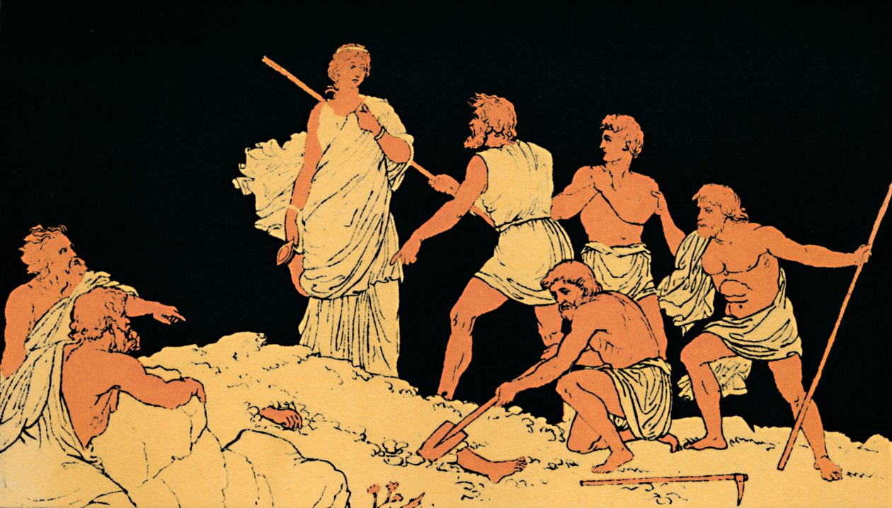 "Antigone és a Polinikusok Teste", 1880 alkotó: Lachmann