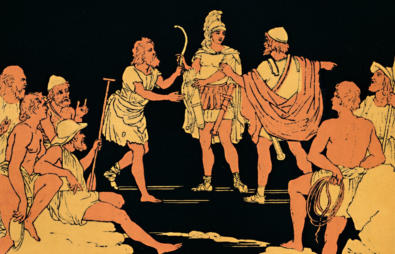 "Neoptolemus bűnbánata", 1880 alkotó: Lachmann