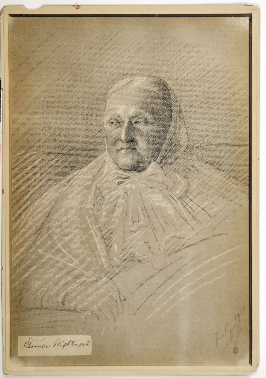 Florence Nightingale az ágyban, 1908 alkotó: Lady Gleichen
