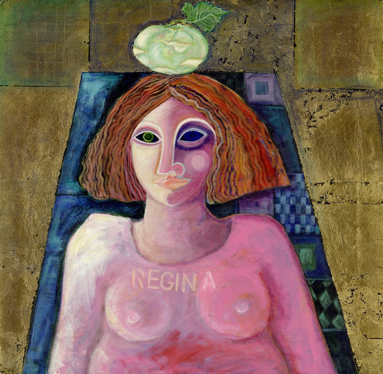 Regina, 2004 (akril és fém levél, vászon) alkotó: Laila Shawa