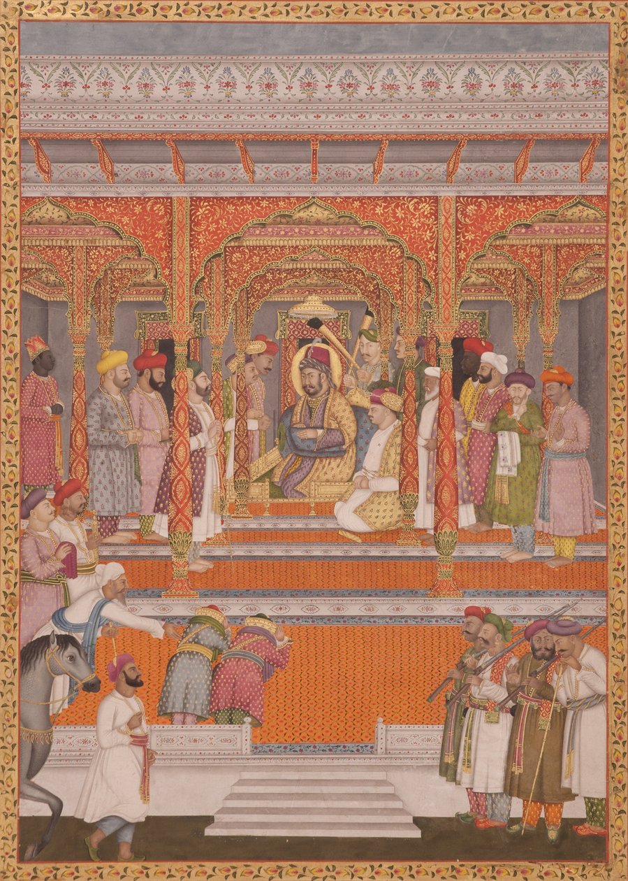 Mirza Md Muazzam Shah Khurram Bakht Bahadur Saadat Ali, Nawab of Aw, 1803 fogadása (papíron átlátszatlan wc) alkotó: Lalji Mal